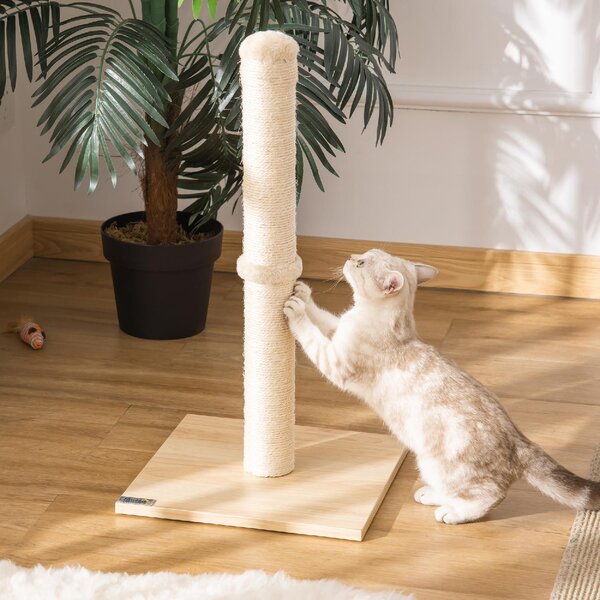 AllMyPets Tiragraffi per Gatti con Palo in Sisal Alto 60 cm e Base in Truciolato colore Beige - U486455