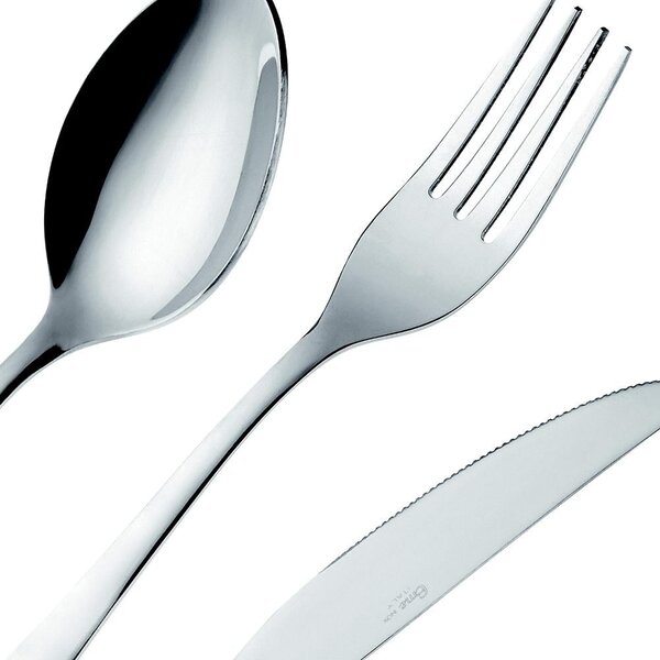 Set posate in acciaio 1.8 mm SEGNO 1 Coltello 1 Forchetta 1 Cucchiaio 1 Cucchiano caffe in acciaio 18.10 Lucido a Specchio
