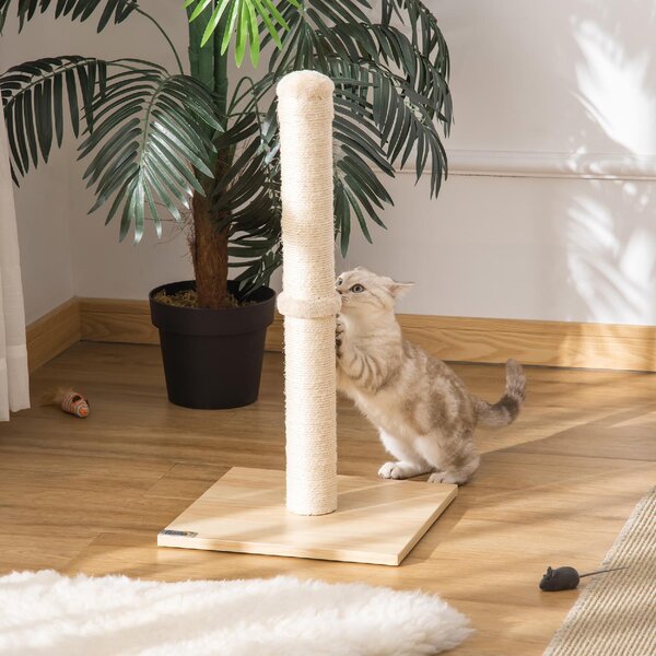 AllMyPets Tiragraffi per Gatti con Palo in Sisal Alto 60 cm e Base in Truciolato colore Beige - U486455