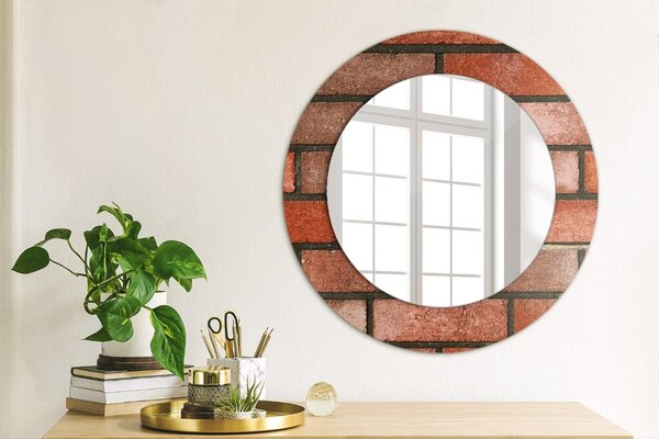 Specchio tondo con decoro Mattone rosso fi 50 cm