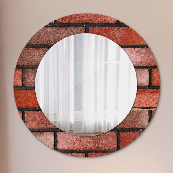 Specchio tondo con decoro Mattone rosso fi 50 cm
