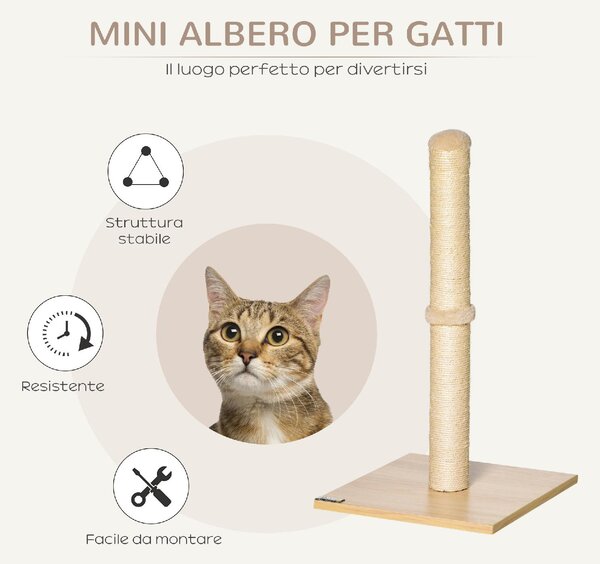 AllMyPets Tiragraffi per Gatti con Palo in Sisal Alto 60 cm e Base in Truciolato colore Beige - U486455