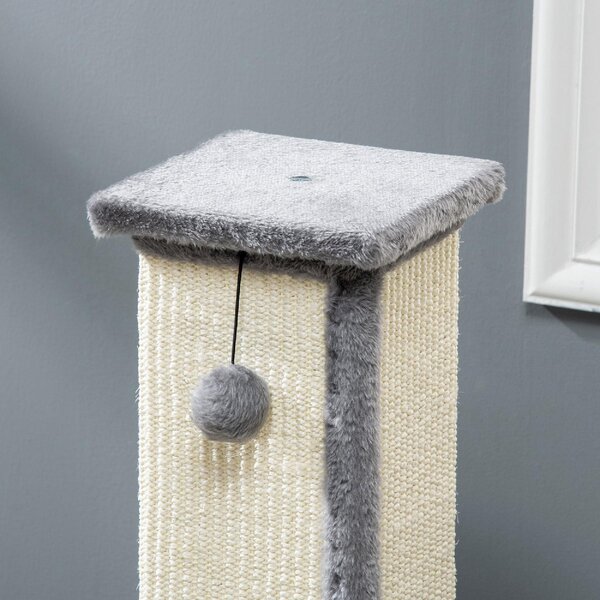 AllMyPets Tiragraffi per Gatti con Pallina Palo in Sisal e Rivestimento in Peluche 41x41x81 cm colore Grigio - R4060GY