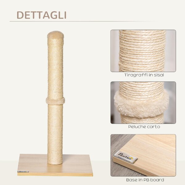 AllMyPets Tiragraffi per Gatti con Palo in Sisal Alto 60 cm e Base in Truciolato colore Beige - U486455