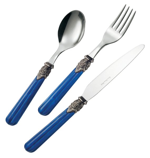 Servizio Posate Colorate Set 24 pezzi VERSAILLES in acciaio 18/10 manico effetto marmorizzato ghiera decorata effetto retr� lavabili in lavastoviglie EME