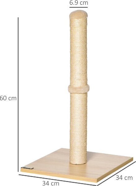 AllMyPets Tiragraffi per Gatti con Palo in Sisal Alto 60 cm e Base in Truciolato colore Beige - U486455