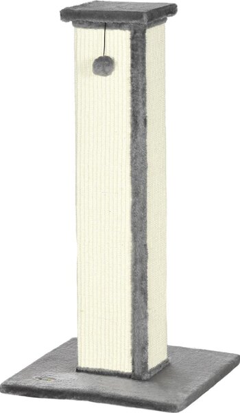 AllMyPets Tiragraffi per Gatti con Pallina Palo in Sisal e Rivestimento in Peluche 41x41x81 cm colore Grigio - R4060GY
