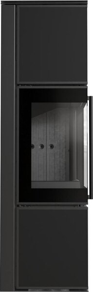 Stufa in acciaio KRATKI TORA/M 8 kW Ø 150 Sinterizzazione al quarzo Nero Assoluto rivestimento nero