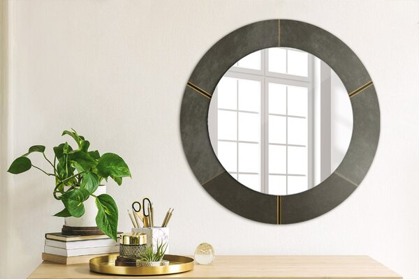 Specchio rotondo cornice con stampa Triangoli grigi fi 50 cm
