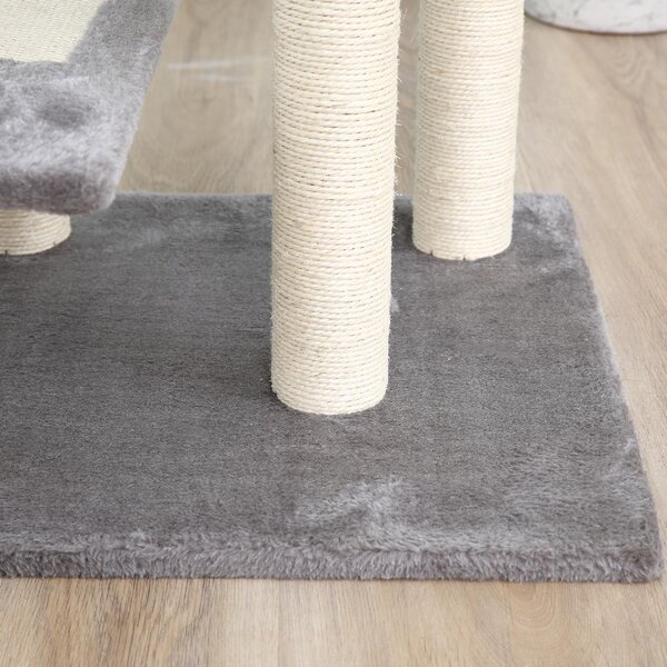 AllMyPets Tiragraffi per Gatti da 100 cm con Lettino Rotondo Pali in Sisal e Rivestimento in Peluche colore Grigio - 83A867F