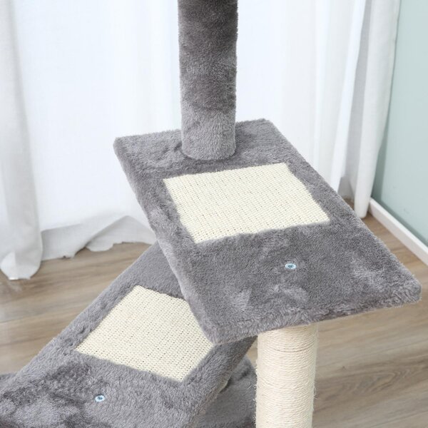 AllMyPets Tiragraffi per Gatti da 100 cm con Lettino Rotondo Pali in Sisal e Rivestimento in Peluche colore Grigio - 83A867F