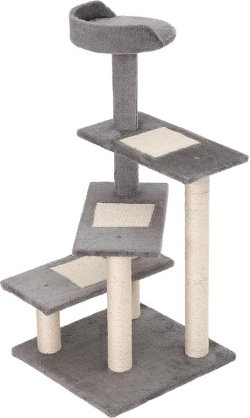 AllMyPets Tiragraffi per Gatti da 100 cm con Lettino Rotondo Pali in Sisal e Rivestimento in Peluche colore Grigio - 83A867F