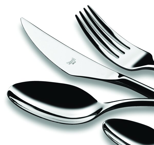 Servizio posate 24 pz Edera in Acciaio Inossidabile, spessore 3 mm colore Acciaio, Lavorazione della supperficie con impiantazione di Titanio PVD