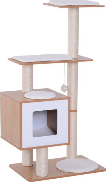 AllMyPets Tiragraffi per Gatti in Sisal con Cuccia Piattaforme e Giochi 60x40x120cm - D30D04