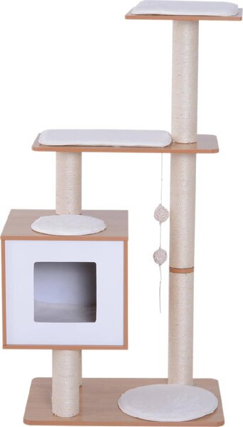 AllMyPets Tiragraffi per Gatti in Sisal con Cuccia Piattaforme e Giochi 60x40x120cm - D30D04