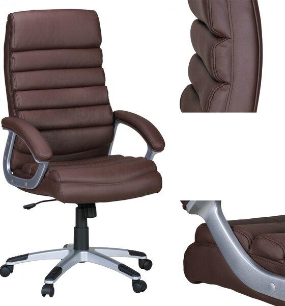 Sedia da ufficio Amstyle Valencia in pelle marrone Sedia girevole executive con imbottitura XXL; SPM1.038