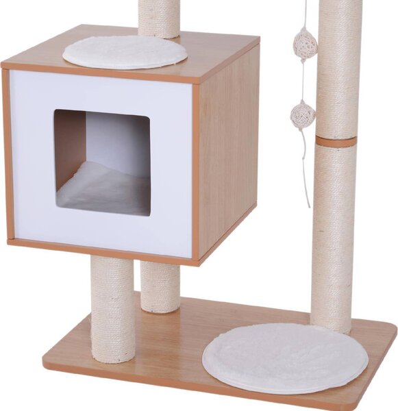 AllMyPets Tiragraffi per Gatti in Sisal con Cuccia Piattaforme e Giochi 60x40x120cm - D30D04