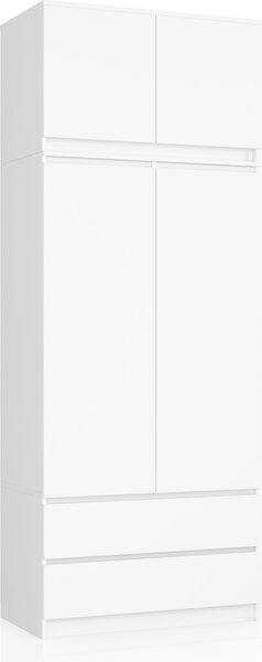 Akord Armadio 2 Ante 2 Cassetti Bianco 90X51X234 Cm