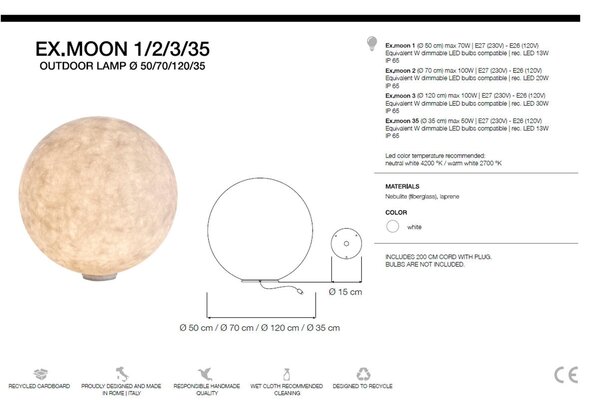 Lampada da Tavolo T.moon Micron in nebulite � 18 Nebulite Bianco