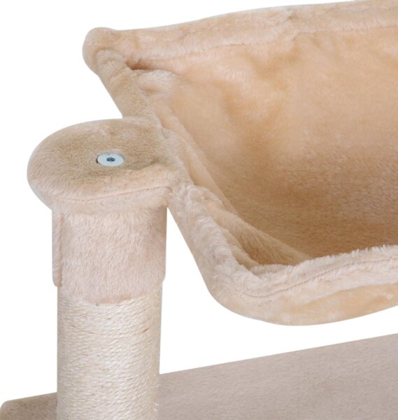 AllMyPets Tiragraffi per Gatti Multilivello con Amaca e Pallina in Legno e Peluche 50x36x70 cm colore Beige - DHD3003