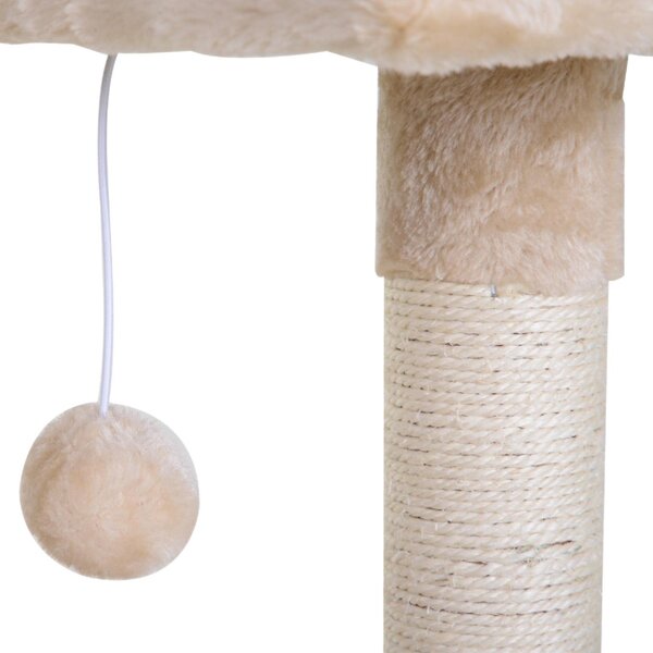 AllMyPets Tiragraffi per Gatti Multilivello con Amaca e Pallina in Legno e Peluche 50x36x70 cm colore Beige - DHD3003