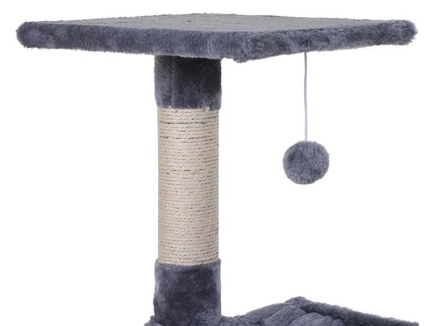 AllMyPets Tiragraffi per Gatti Multilivello con Amaca e Pallina in Legno e Peluche 50x36x70 cm colore Grigio - GY-D3LY