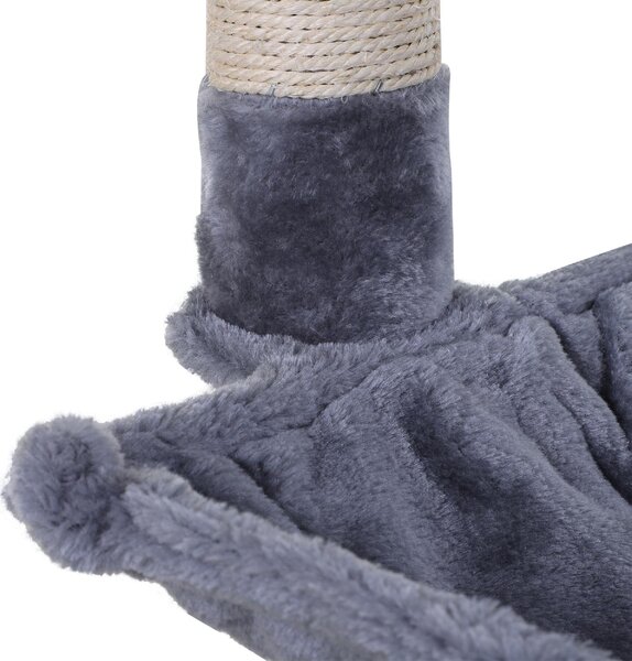 AllMyPets Tiragraffi per Gatti Multilivello con Amaca e Pallina in Legno e Peluche 50x36x70 cm colore Grigio - GY-D3LY