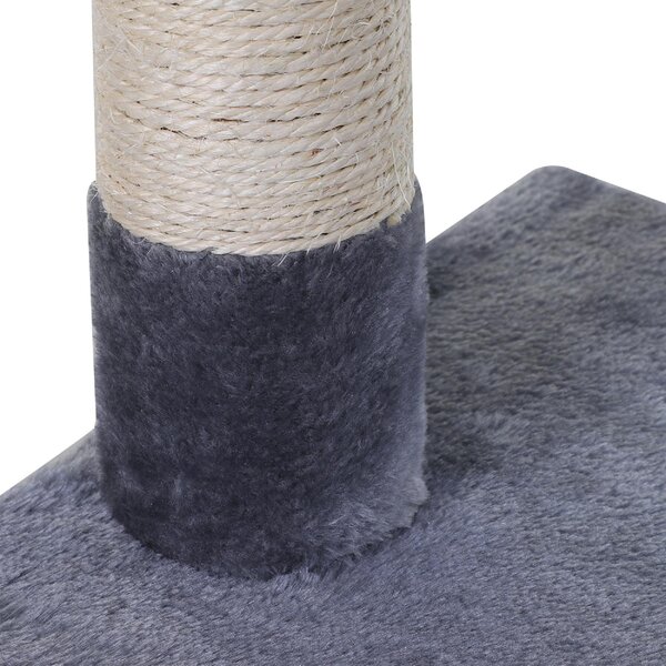 AllMyPets Tiragraffi per Gatti Multilivello con Amaca e Pallina in Legno e Peluche 50x36x70 cm colore Grigio - GY-D3LY