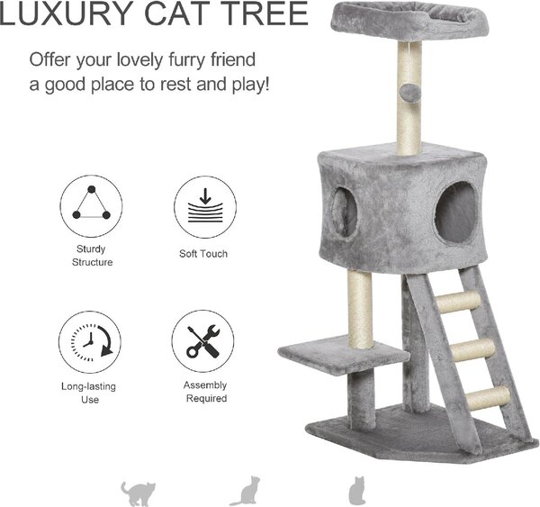 AllMyPets Tiragraffi per Gatti Multilivello per Gatti, Cuccia e Corde in Sisal Grigio Chiaro - D35349