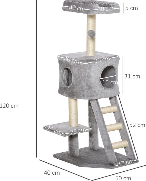AllMyPets Tiragraffi per Gatti Multilivello per Gatti, Cuccia e Corde in Sisal Grigio Chiaro - D35349