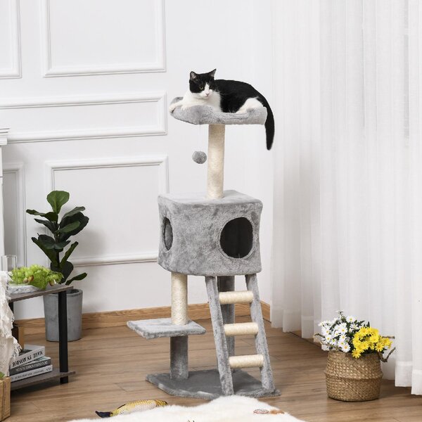 AllMyPets Tiragraffi per Gatti Multilivello per Gatti, Cuccia e Corde in Sisal Grigio Chiaro - D35349