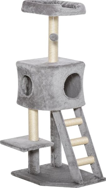 AllMyPets Tiragraffi per Gatti Multilivello per Gatti, Cuccia e Corde in Sisal Grigio Chiaro - D35349