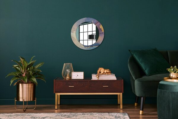 Specchio rotondo cornice con stampa Pietra di marmo fi 50 cm