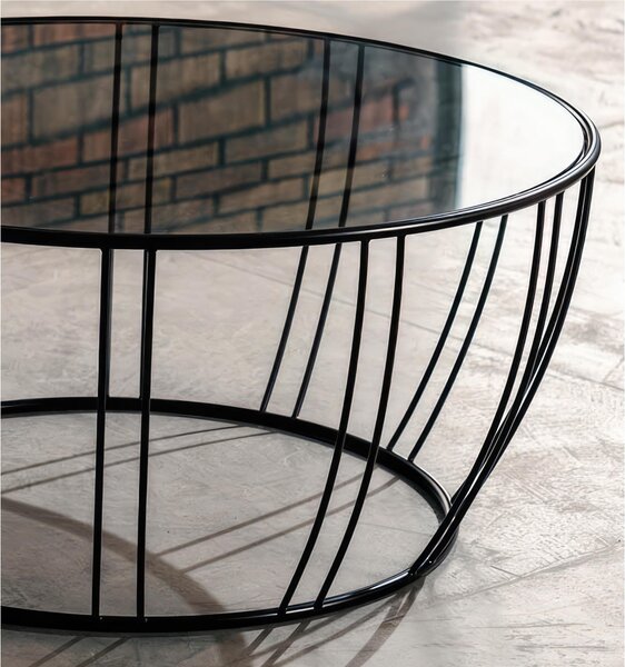 Tavolinetto , Tavolo caff� Vetro grigio struttura metallo �80 H36 cm tavolo con struttura Brown Grey Ral 8019
