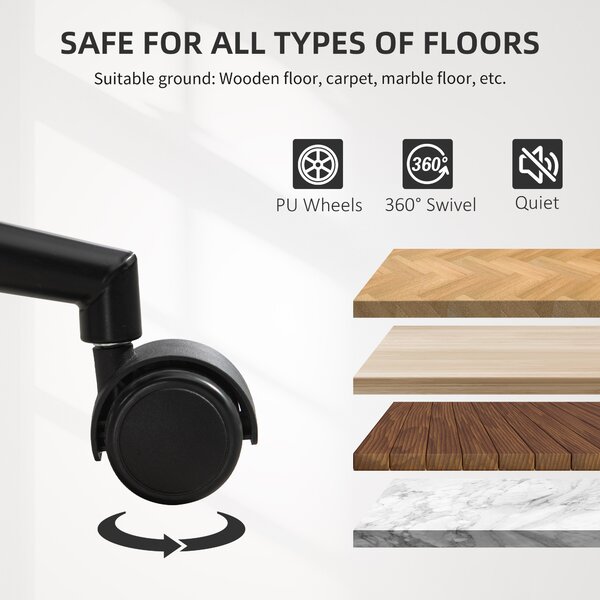 HOMCOM Sedia da ufficio senza braccioli, poltrona da ufficio ergonomica, altezza regolabile e girevole 360°, 52x54x84cm, nero | Aosom Italy