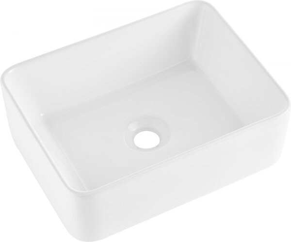 Lavabo moderno in Vetroceramica - Lavabo da appoggio per il bagno - Bianco 406x305x133mm - Design elegante - Facile da pulire - Finitura di alta qualità