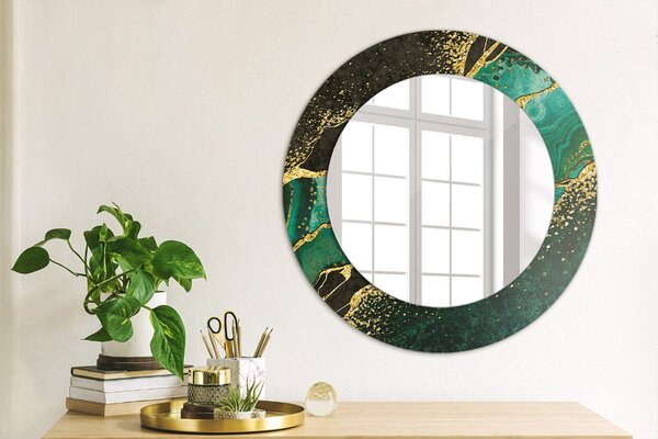 Specchio rotondo cornice con stampa Verde marmo fi 50 cm