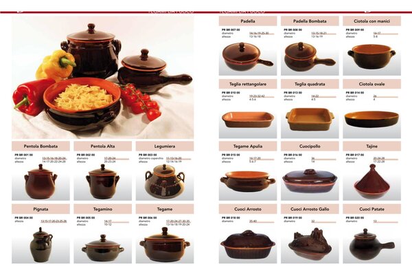 Pentola Bombata in Terracotta con coperchio �13xh14 cm Colore Terra Cotta Adatti per cucinare su : Fiamma, Piastra elettrica , Forno , Microonde