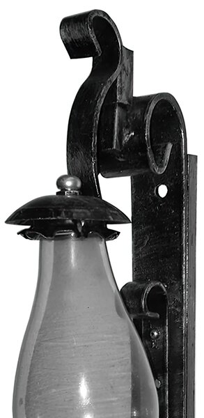 Applique In ferro Battuto interno esterno con vetri 14xh34 cm - peso 1,54 kg colore nero