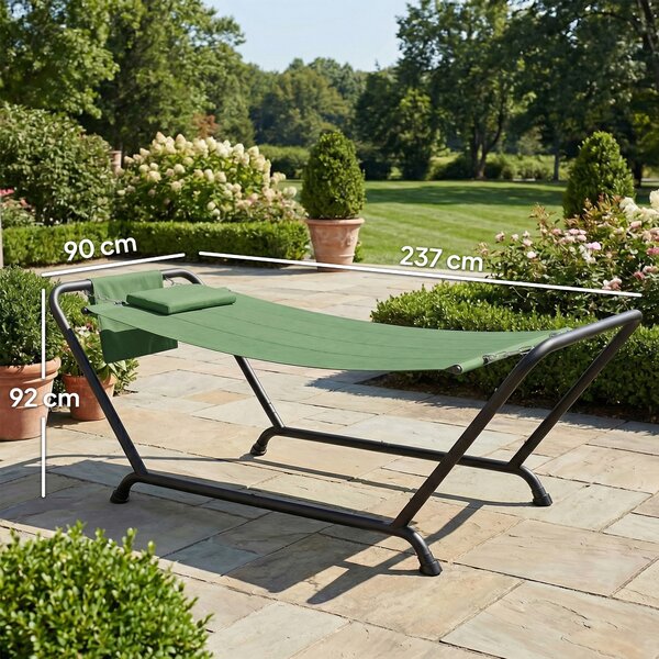 Outsunny Amaca da Esterno Amaca Autoportante con Supporto, 237x90x92cm, Verde | Aosom Italy