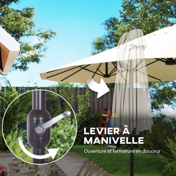 Outsunny Ombrellone da giardino XXL con base a croce ombrellone grande 460L x 270l x 240H cm acciaio poliestere crema | Aosom Italy