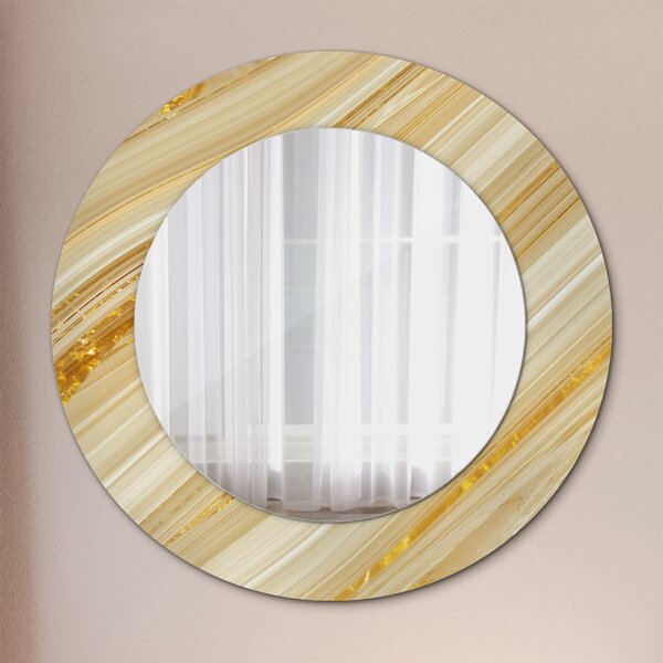 Specchio tondo con decoro Abstract dorato fi 50 cm