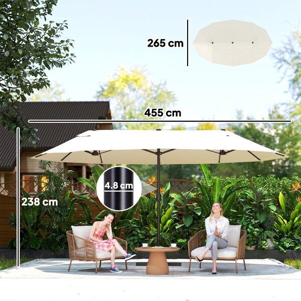 Outsunny Ombrellone da giardino XXL con base a croce ombrellone grande 460L x 270l x 240H cm acciaio poliestere crema | Aosom Italy
