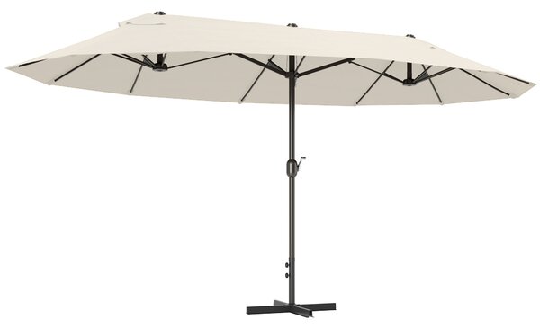 Outsunny Ombrellone da giardino XXL con base a croce ombrellone grande 460L x 270l x 240H cm acciaio poliestere crema | Aosom Italy