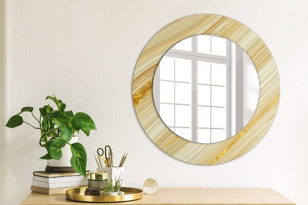 Specchio tondo con decoro Abstract dorato fi 50 cm