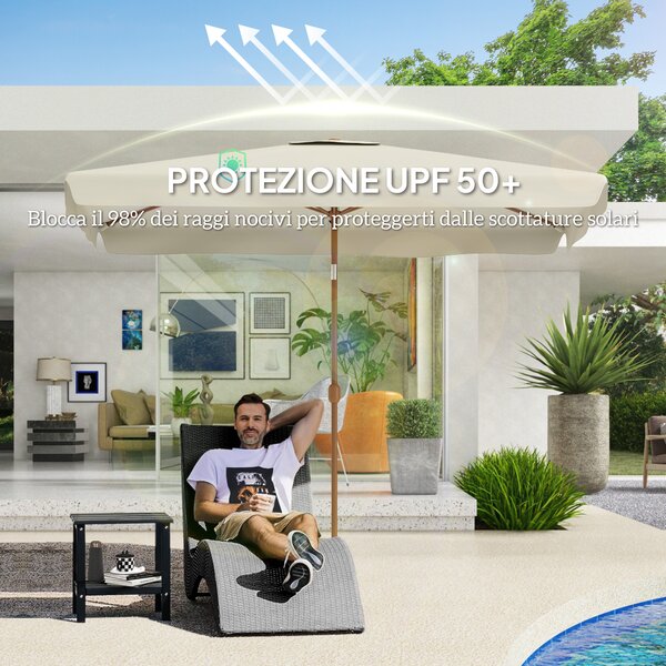 Outsunny Ombrellone da Giardino e da Esterno Inclinabile 2x3 m Beige | Aosom Italy