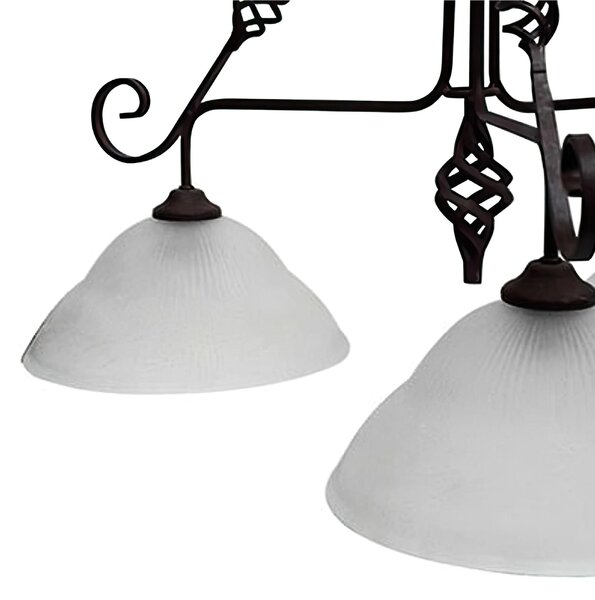 Lampadario ferro Battuto 3 luci 70x70xh50cm interno esterno, con vetri e impianto colore nero
