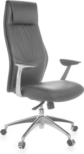 Sedia da ufficio in vera pelle nera Sedia da scrivania X-XL 120 kg Meccanismo sincronizzato Poltrona direzionale Poggiatesta alto
