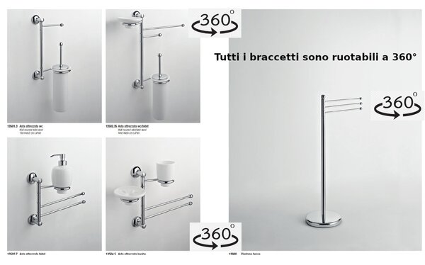 Asta attrezzata Wc Bidet KIOS 43x14xh58 cm con Porta scopino e portasapone in ceramica fissaggio a vite garantita contro la corrosione