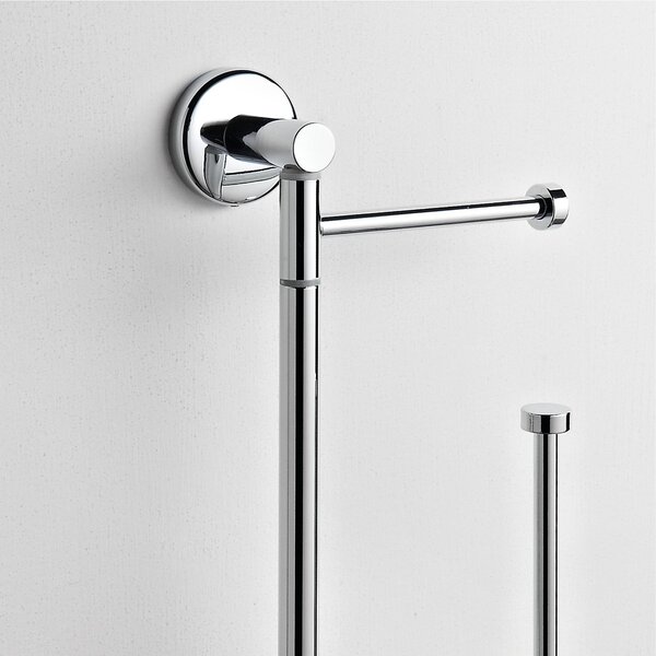 Asta attrezzata WC porta scopino e Porta carta igienica IDRA 18x16xh52 cm finitura inox lucido bagno galvanico di oltre 22 micron inalterabile nel tempo